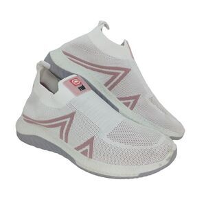 Echo Red Womens Pre-owned White & Pink Athletic Knit Sneakers - sz. 8 1/2